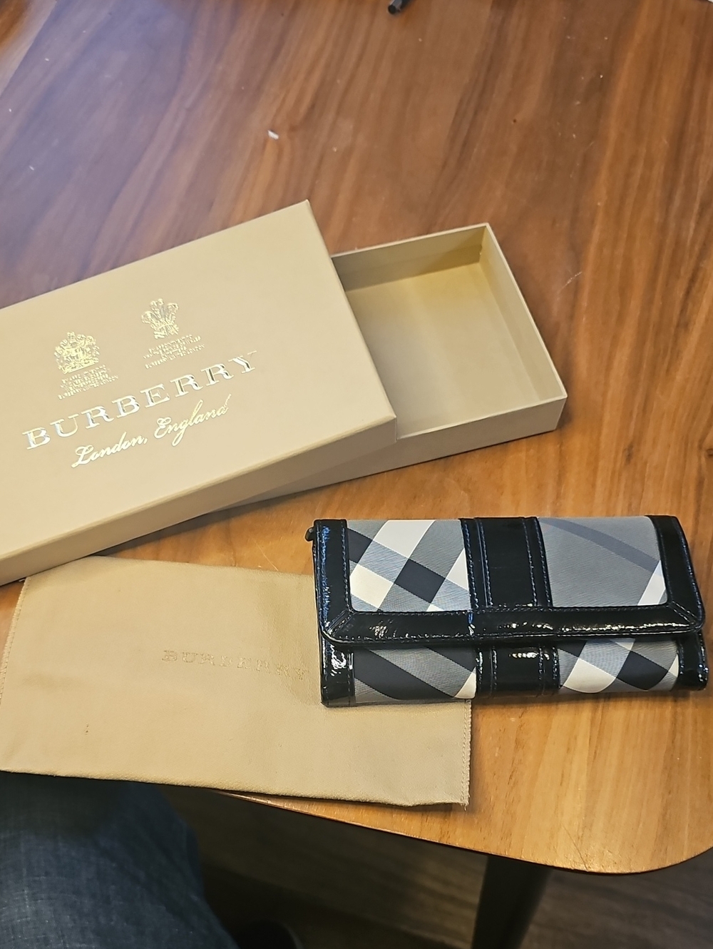 Burberry Black and Gray Check Wallet